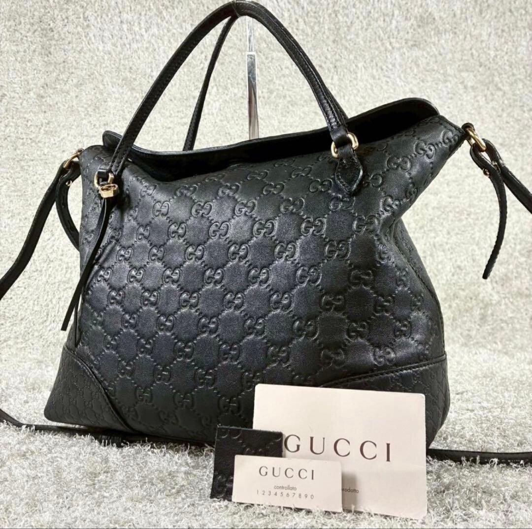 GUCCI Shoulder bag Black Guccissima Authentic From Japan