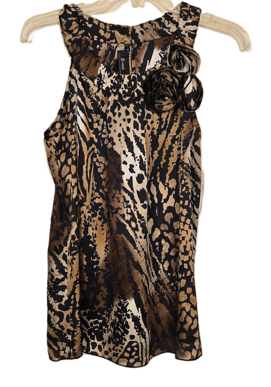 NWT B Wear Embellished Leopard Animal Print Brown Black Blouse – Women’s Size L