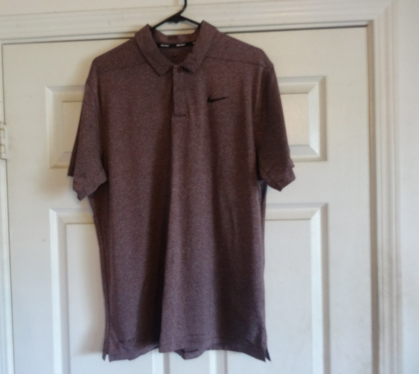 Nike Dri-Fit Mens Golf Polo Striped Shirt Size Large Maroon 890097-562 NWOT