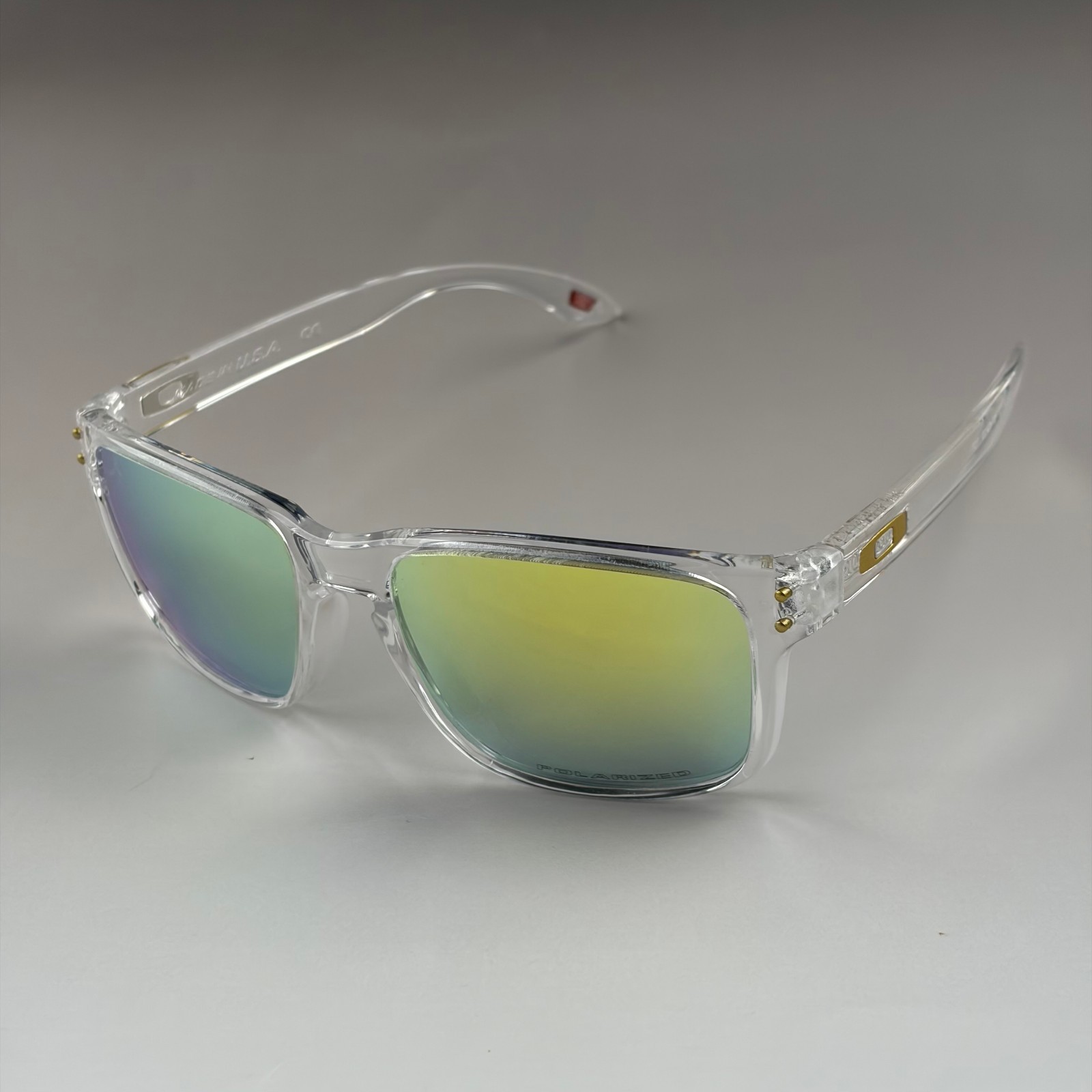 Oakley Holbrook Sunglasses Polished/Clear Frame Gold Lens Polarized Square New