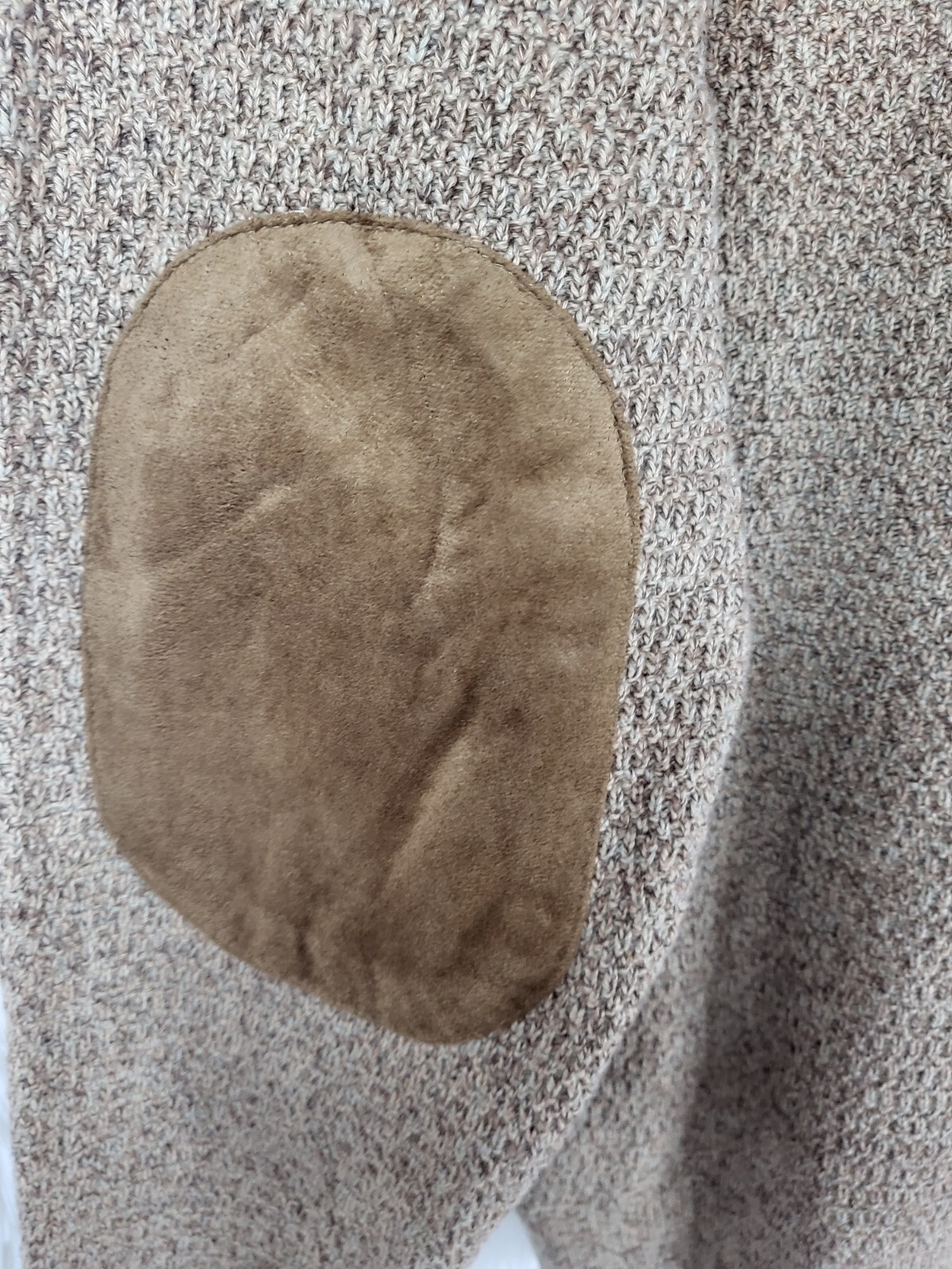 Chaps Mens Cardigan Sweater Henley Elbow Pads Size XL Tan