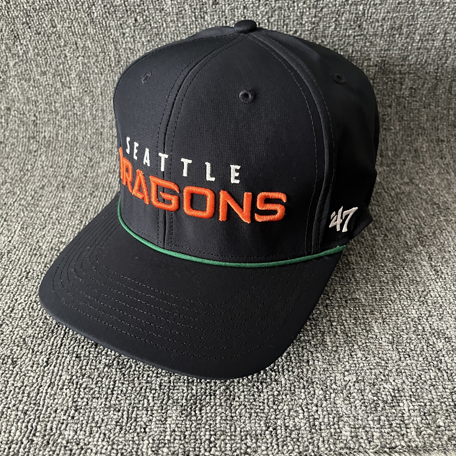 ’47 XFL Football Seattle Dragons Structured Snapback Adjustable Black Orange Gre