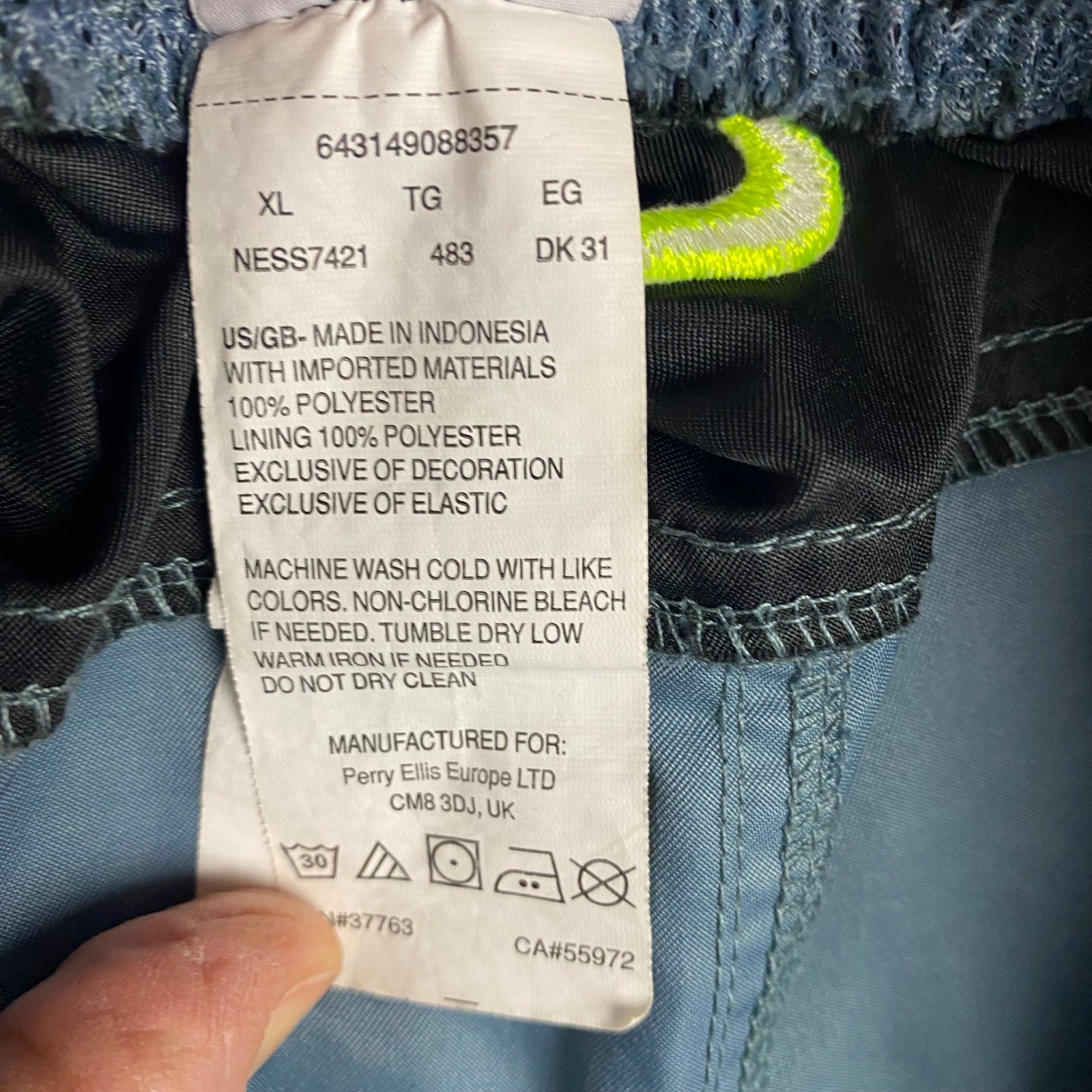 Nike Volley Core Contend Men’s Gray Black Neon Athletic Swim Trunks Shorts XL