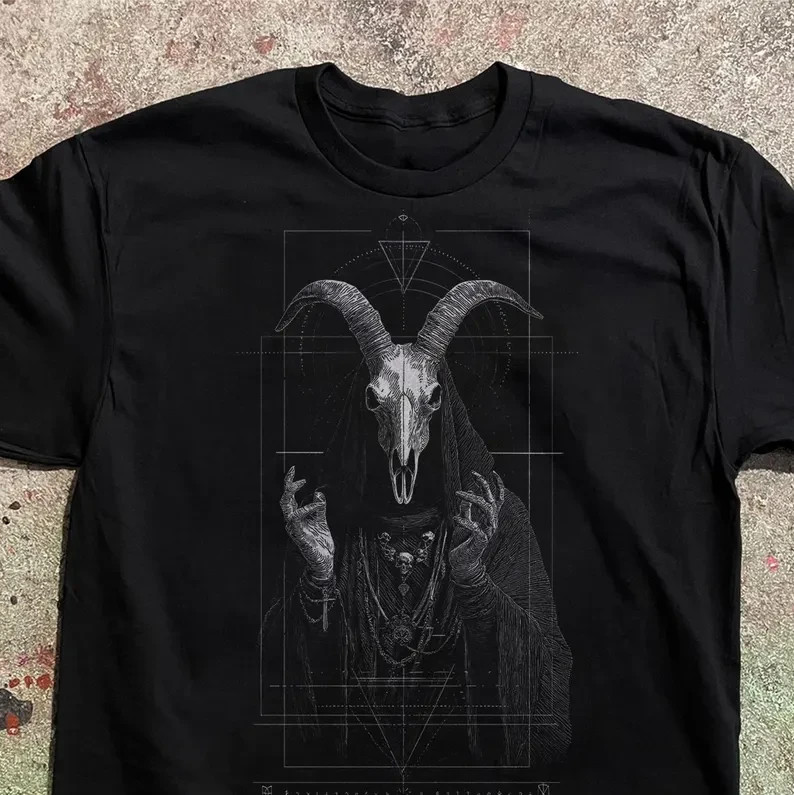 Occult Graphic Tee: Baphomet Goat Skull – Dark Pagan Streetwear