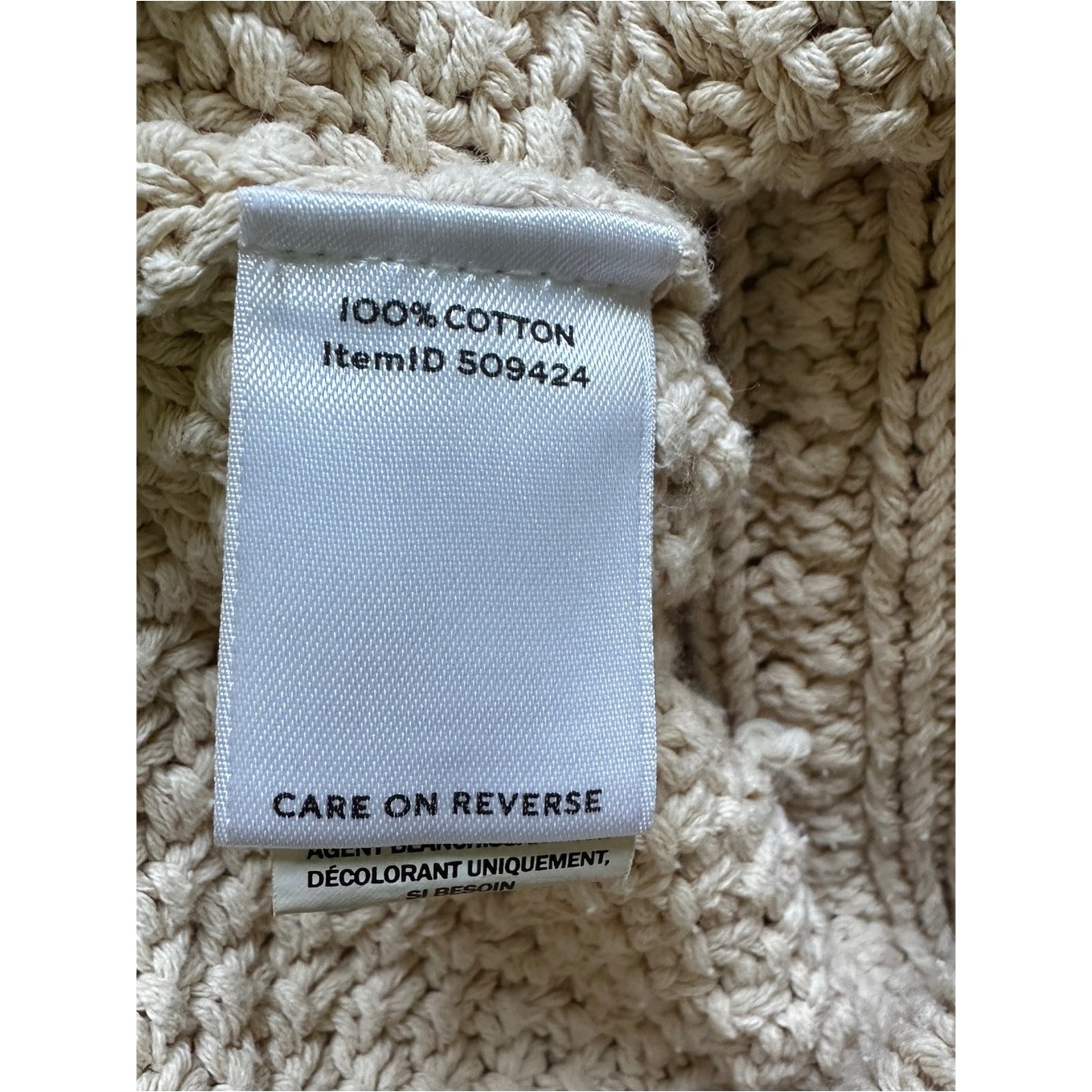 LL Bean Signature Cable-Knit Sweater Cream & Rust Size L 100% Cotton