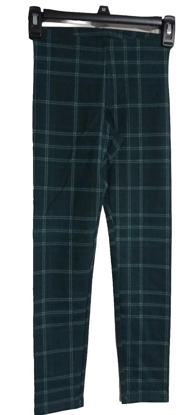 NWT Girls Old Navy Teal Green Plaid Leggings Size L (10-12)