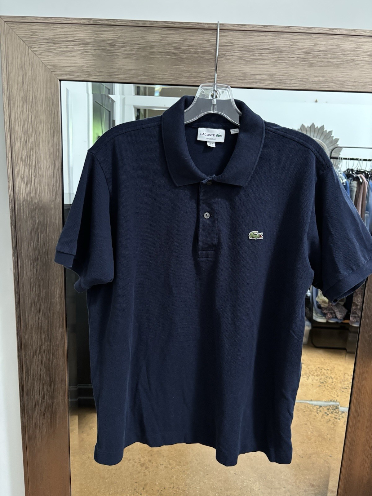 Lacoste Classic Fit Pique Polo Short Sleeve Shirt Navy Blue Men’s Sz US XL FR 6