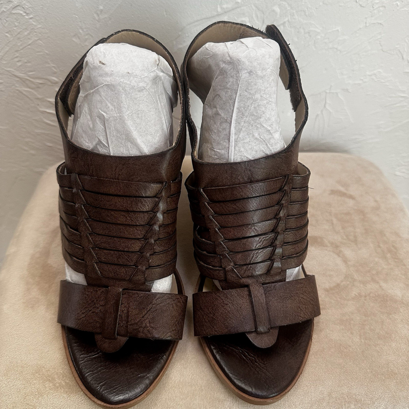 Charles by Charles David JEEZE Brown Leather Slingback Sandal Chunky Heels Sz. 7