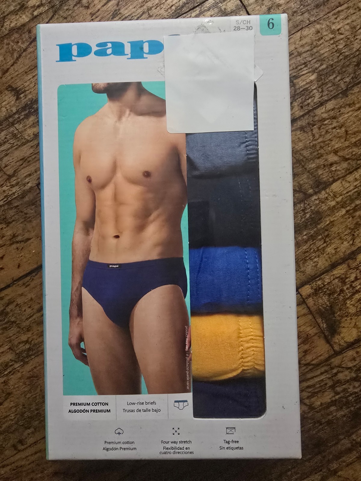 6 Pack PAPI Men’s Large 100% Premium Cotton Low Rise Briefs Assorted Colors (S)