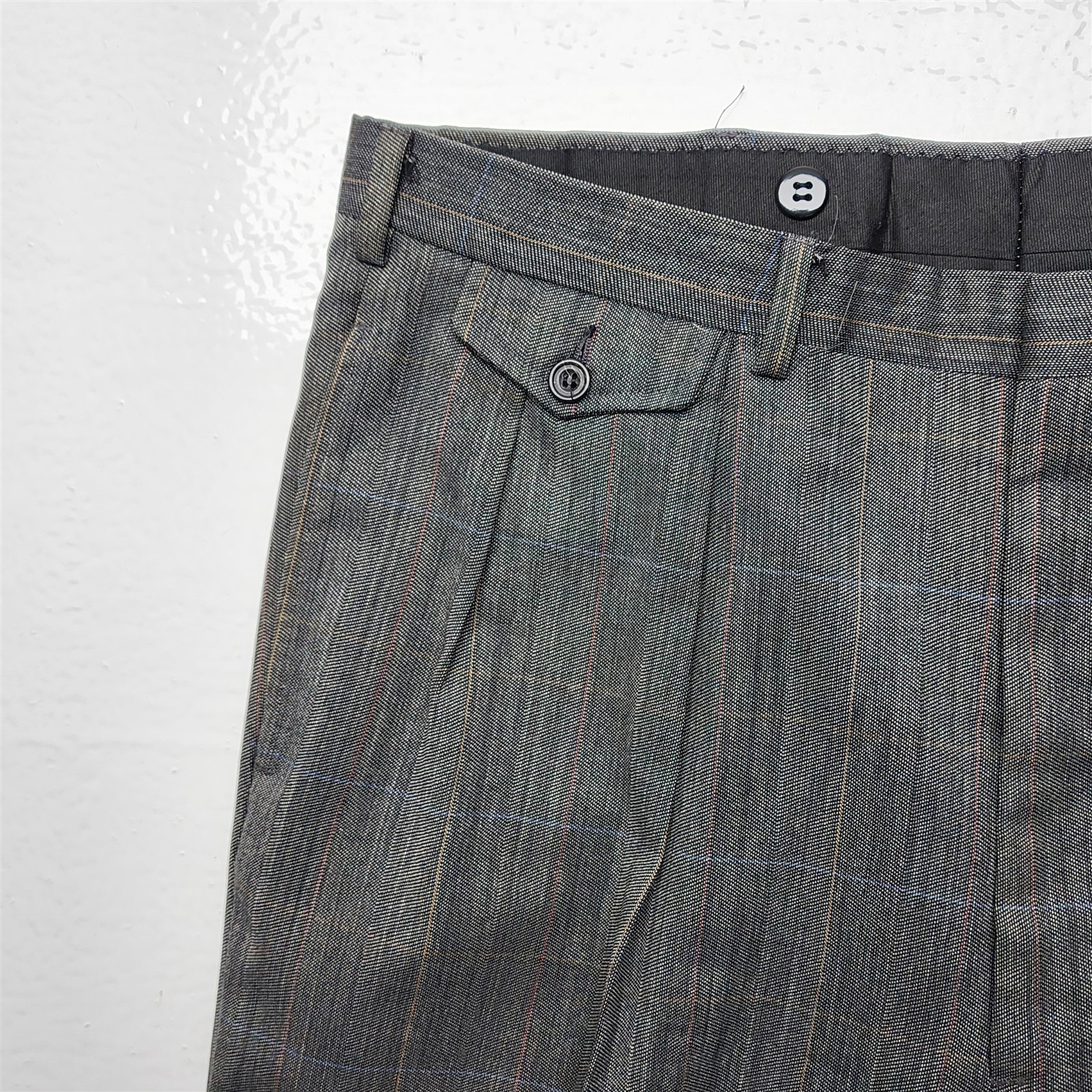 VTG USA MADE Austin Reed 42L 34×34 Gray Birdseye Windowpane Wool Mens Suit