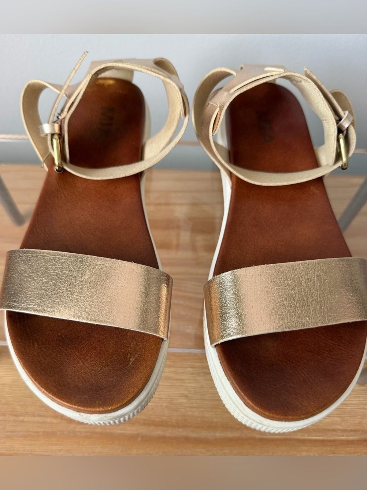 MIA Ellen Rose Gold Round Toe Ankle Strap Womens Sandals Size 8