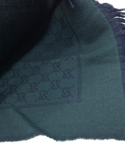 GUCCI wool stole Navy×Green 473553 4G200