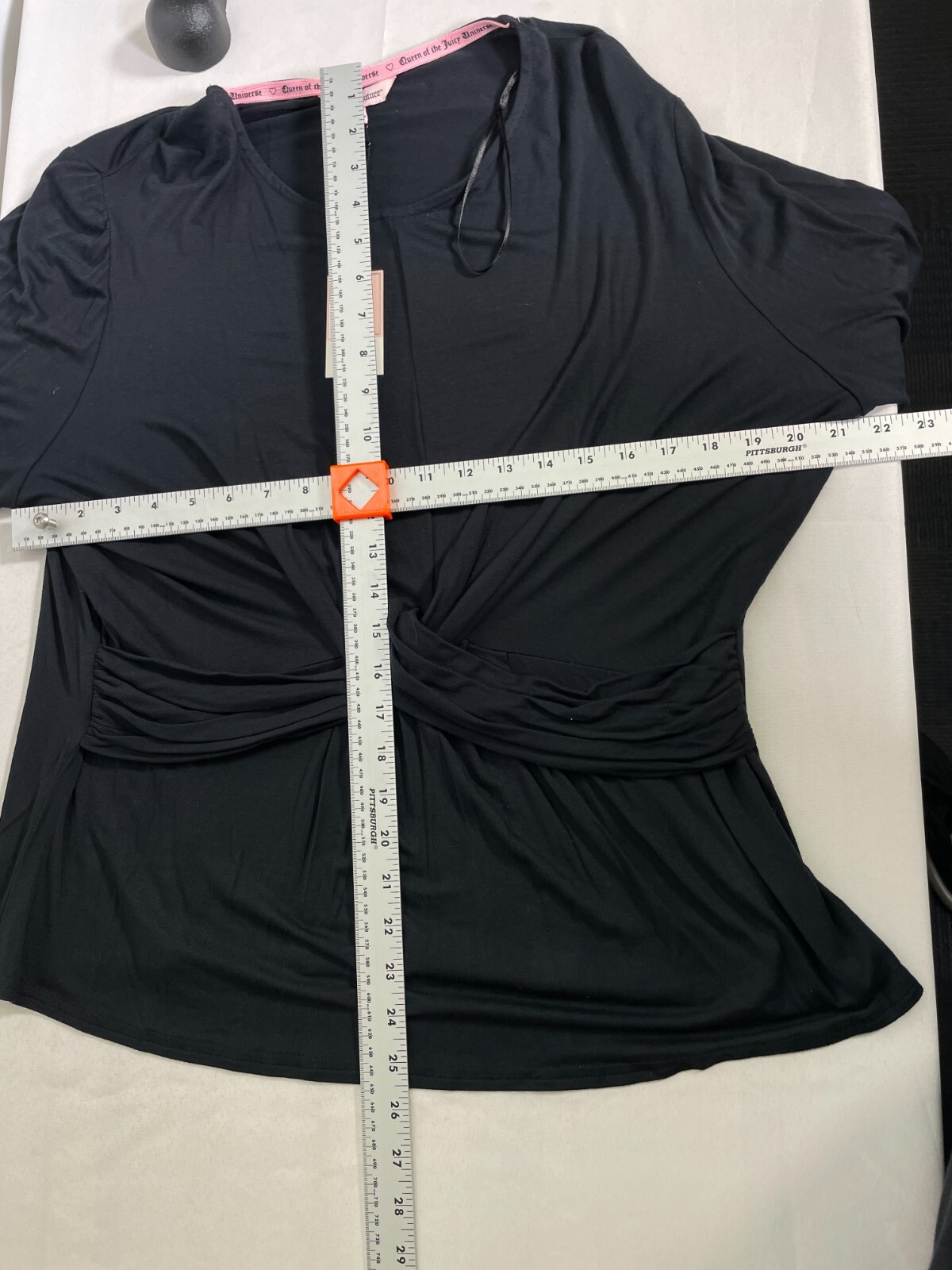 Juicy Couture 3/4 Sleeve Cross Front Pitch Black Top Women’s XXL NWT