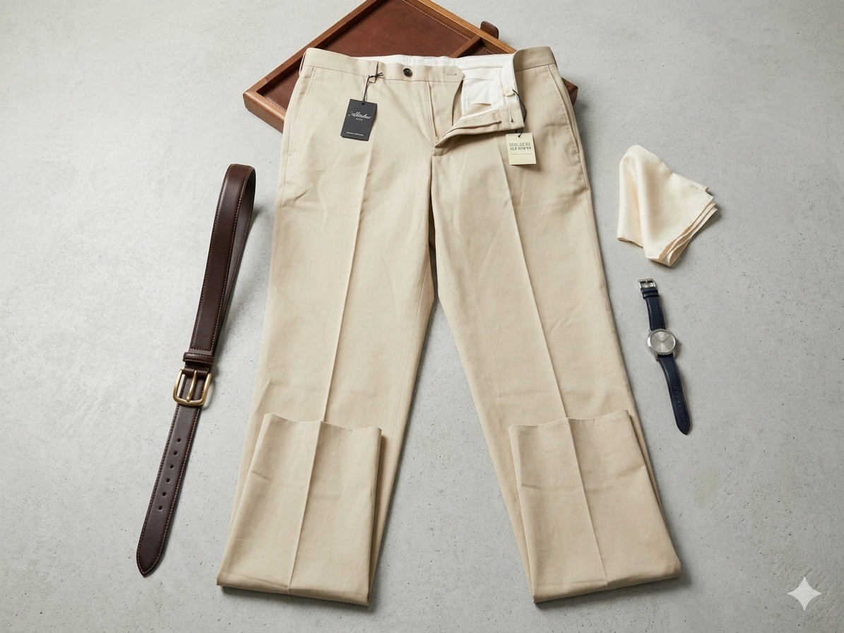 NWT Cesare Attolini Napoli Cream Cotton Cashmere Trousers IT 52 US 36 Unfinished
