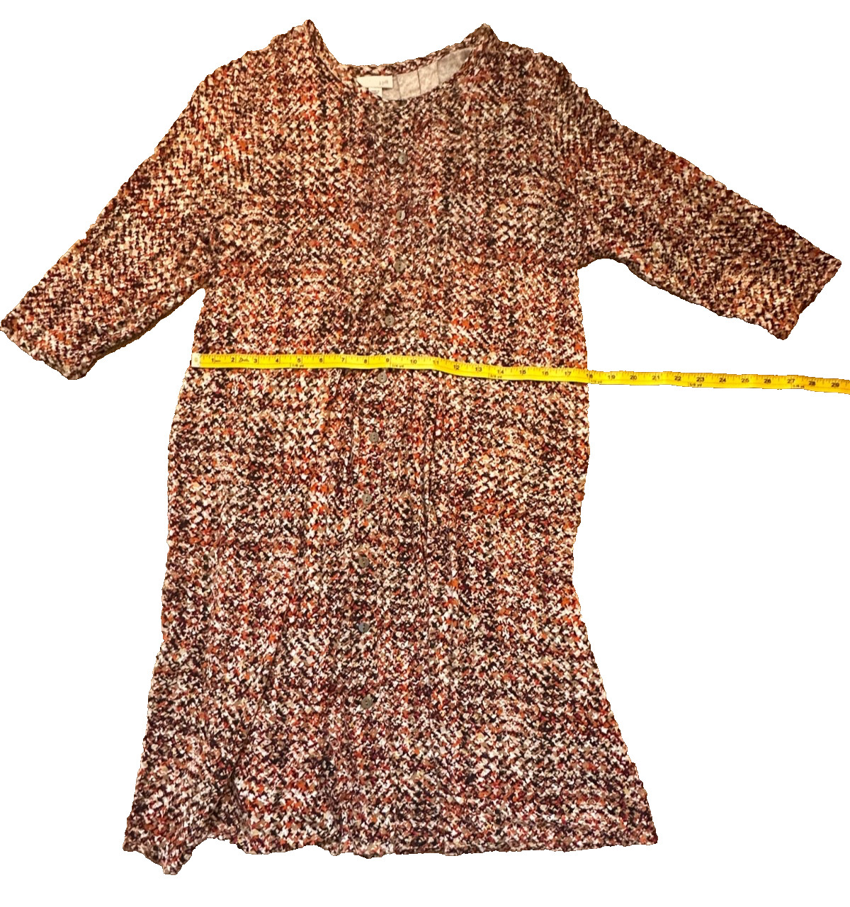 NEW! JJill All Occasions Brown/Orange Dress Petite Size 14 w/ 3/4″ Sleeve