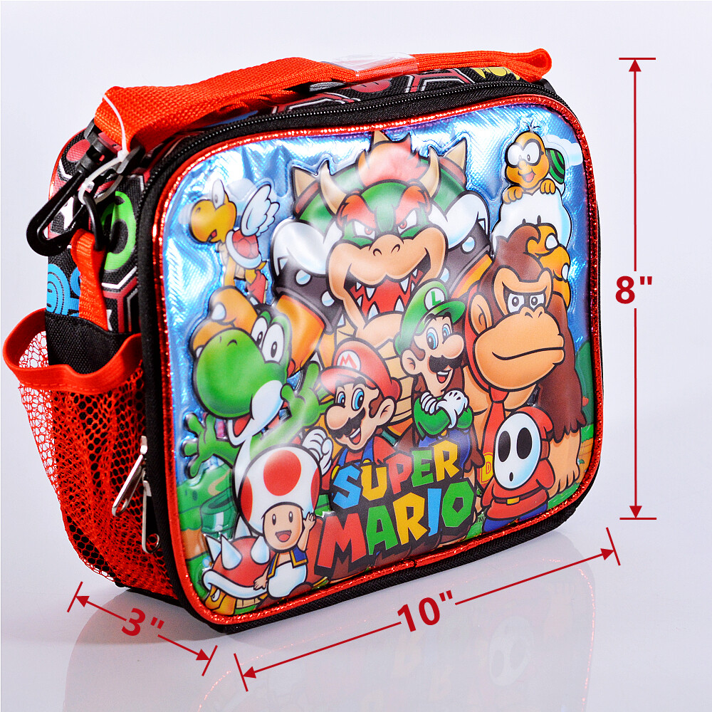 Nintendo Super Mario 16″ Large School Backpack with Lunch Bag, Mario Book Bag