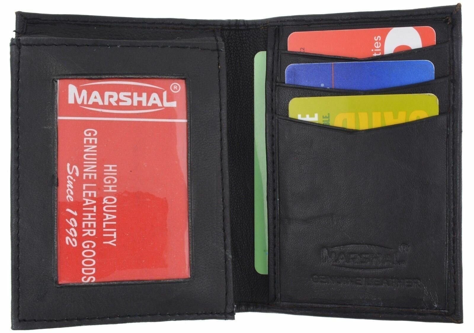 L-Shape Flap Up Lambskin Leather Wallet with ID and Credit Card Slots Mens
