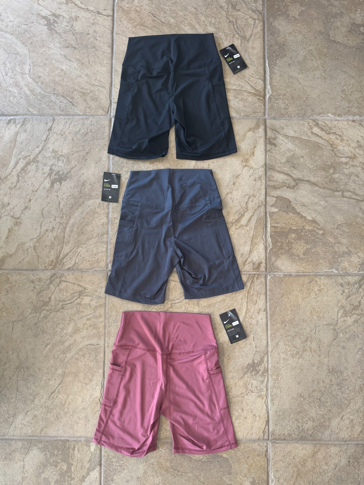 3 PAIR NIKE PRO DRI-FIT RUNNING SHORTS WITH POCKETS WOMENS SIZE M