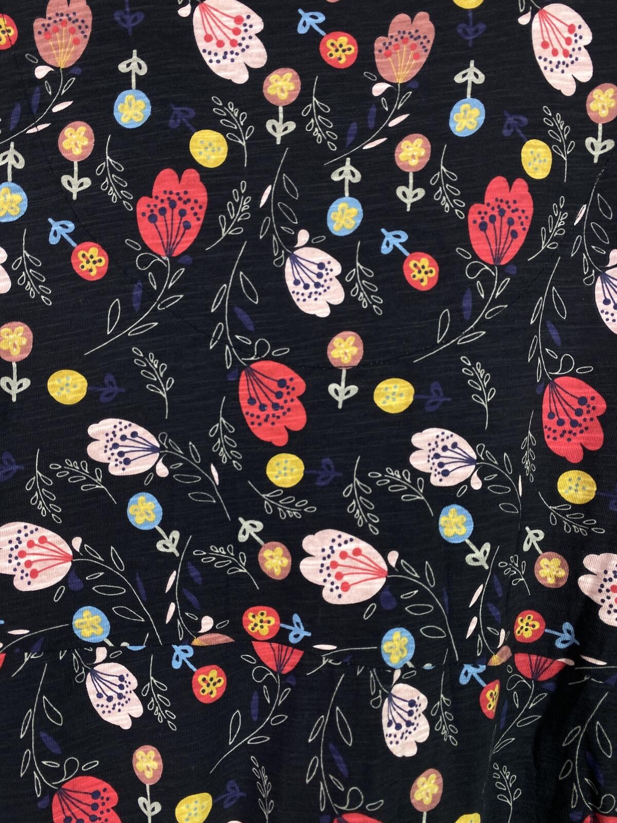 Mantaray Black Red Pink Floral Tunic V Neck Long Sleeve UK 18