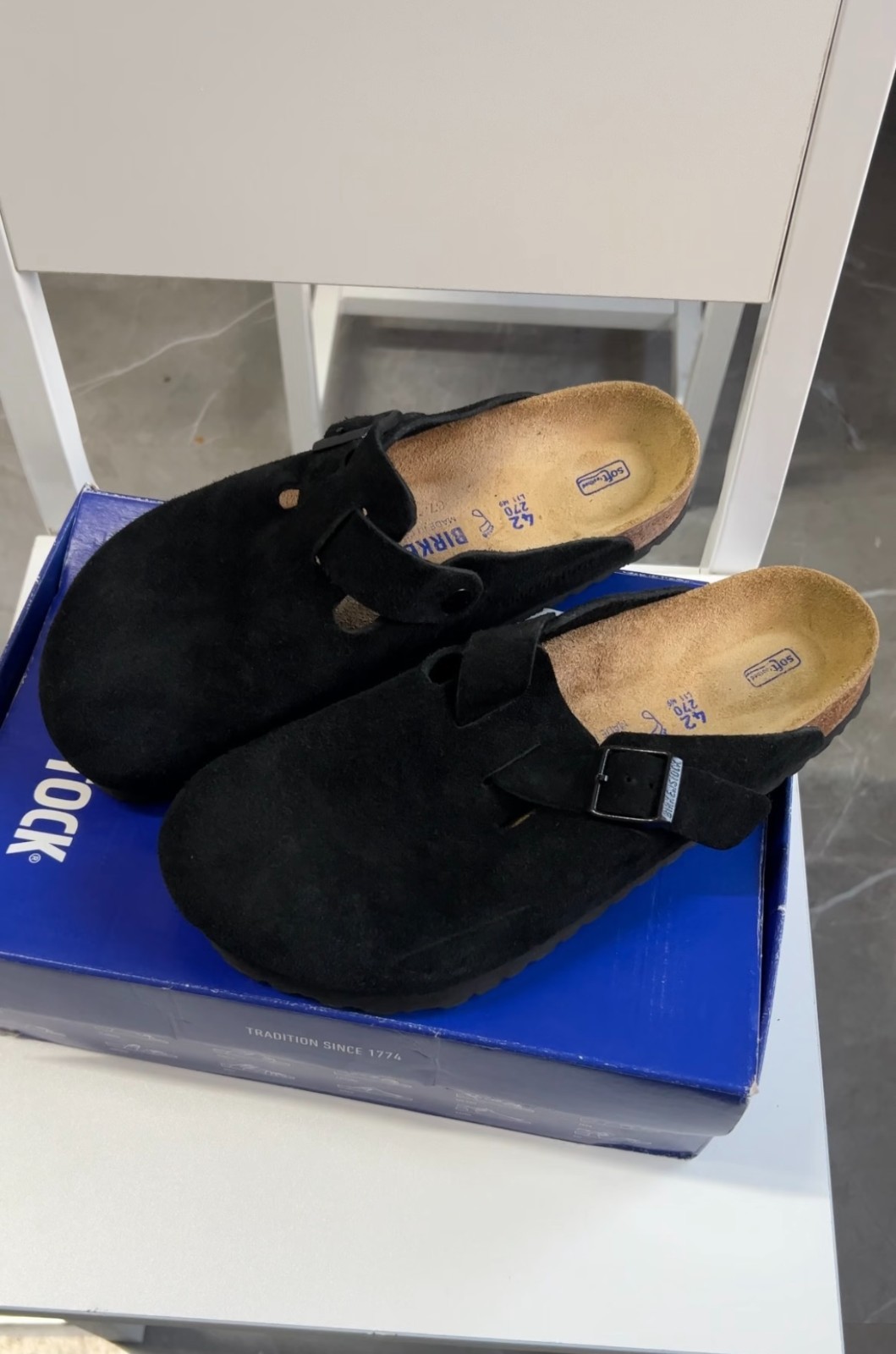 Birkenstock Boston Clog Soft Footbed Suede Black Unisex Shoes New Size EU37-45