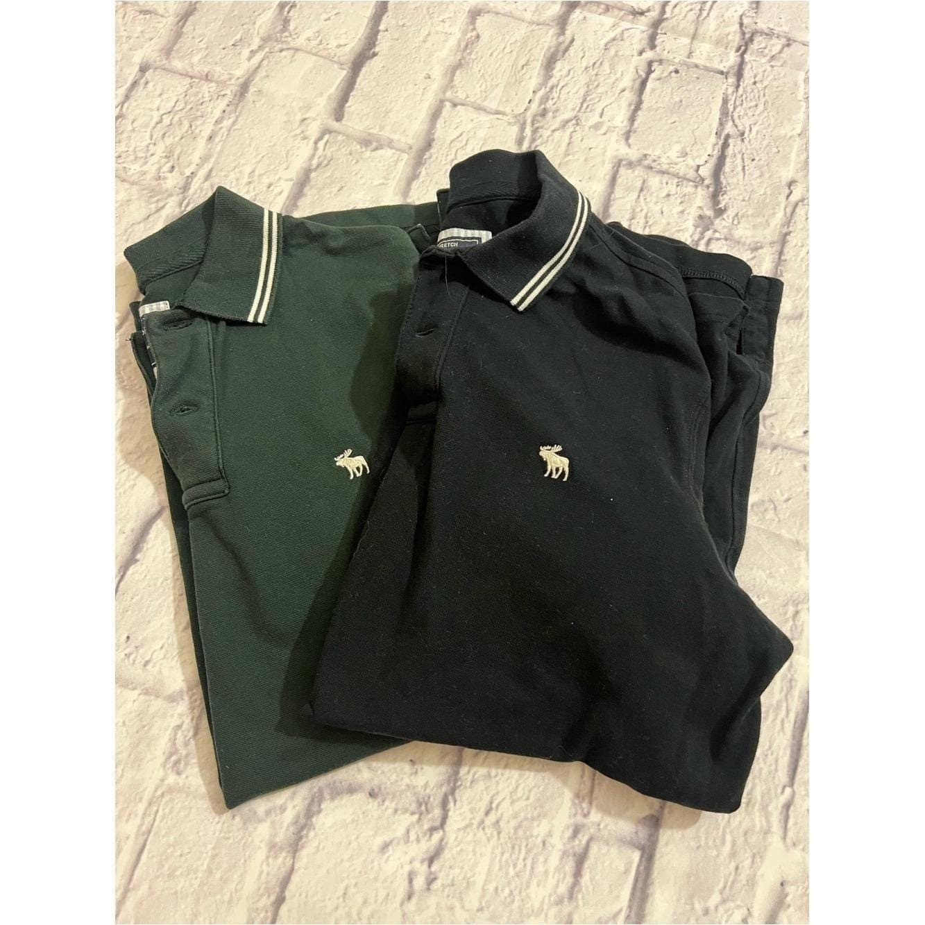 Abercrombie & Fitch Black and Forest Green Polo Pair