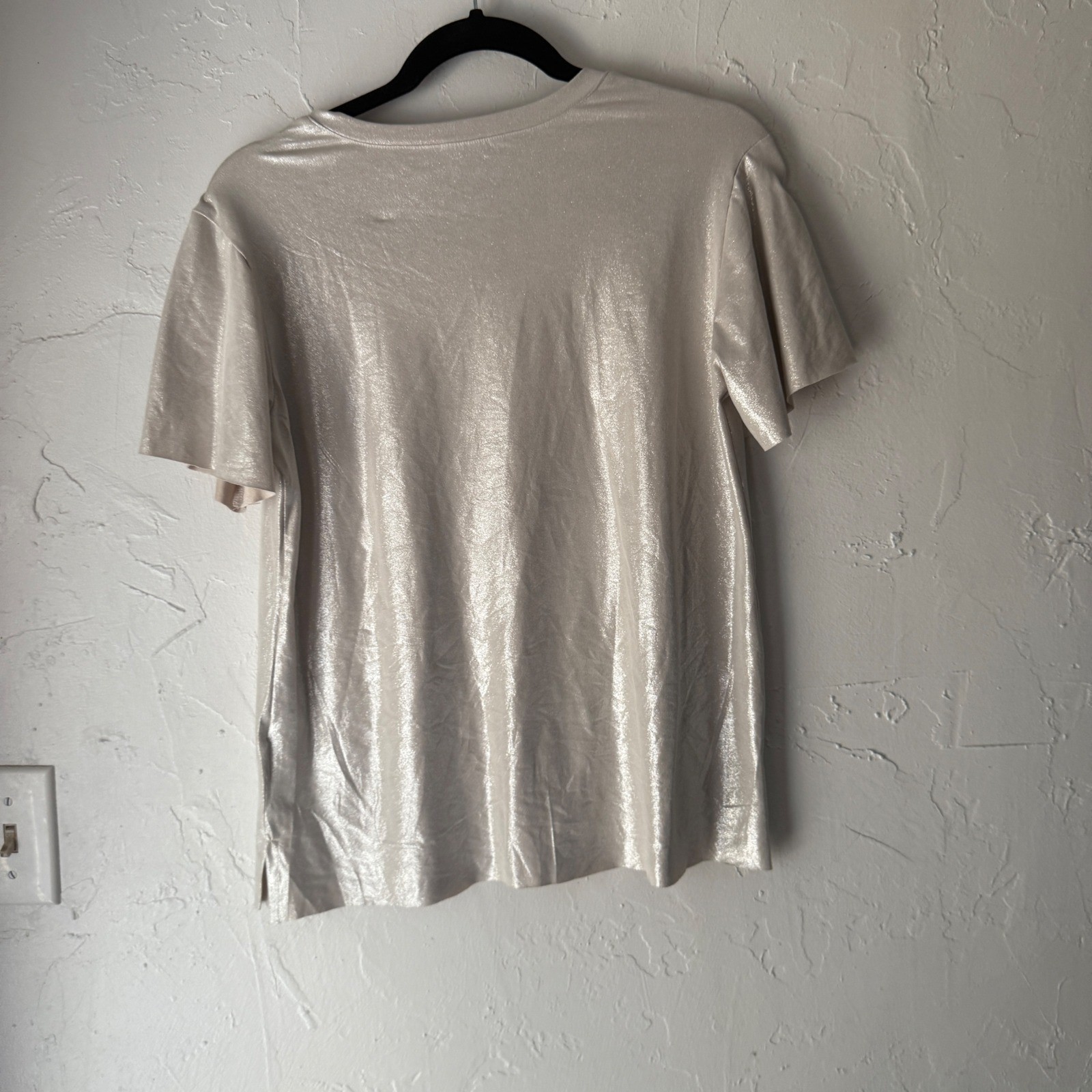 TROUVÉ Metallic Sheen Shimmer Short Slv Top S Metallic Party Giong Out Swifty