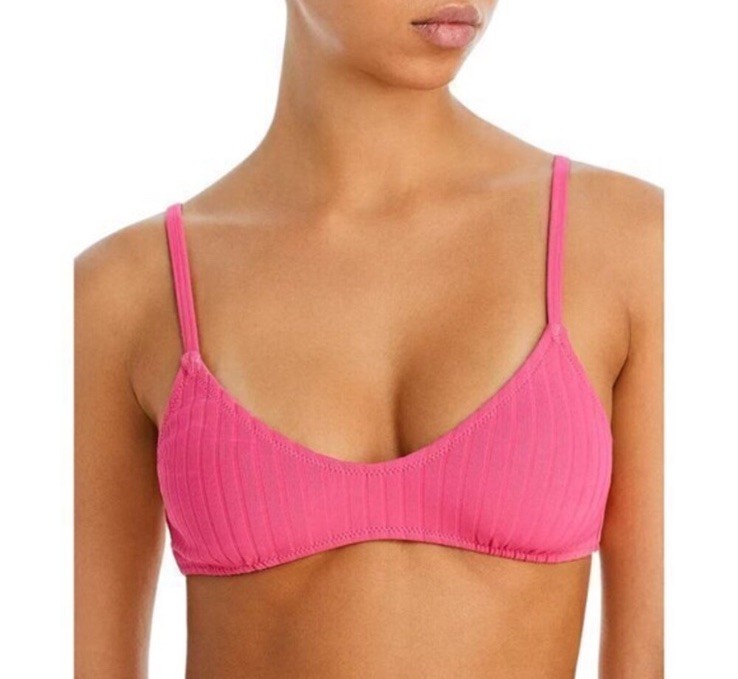 Solid & Striped The Rachel Ribbed Bikini Top In Orchid Pink SZ XS NWT