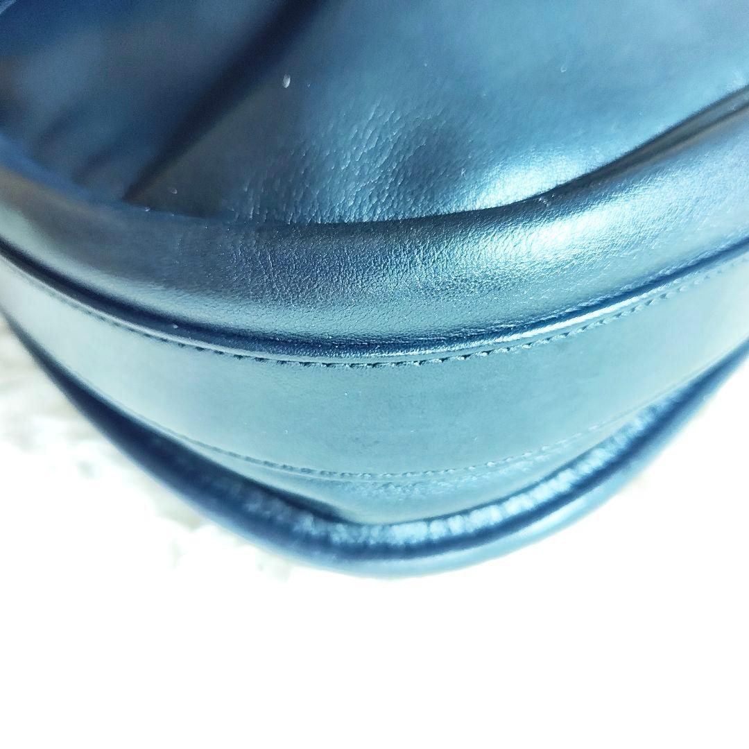 Coach Vintage Leather Shoulder Bag Navy 9.8×11.8×2.8in Used