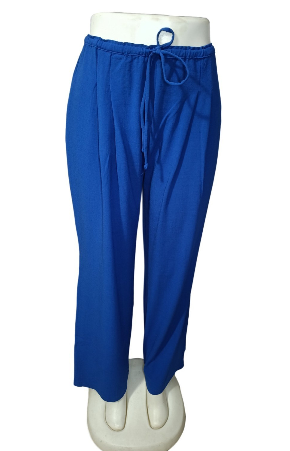 H&M Blue Wide Leg Dress Pants Adjustable Waist Drawstring Free Size 30 To 36 In