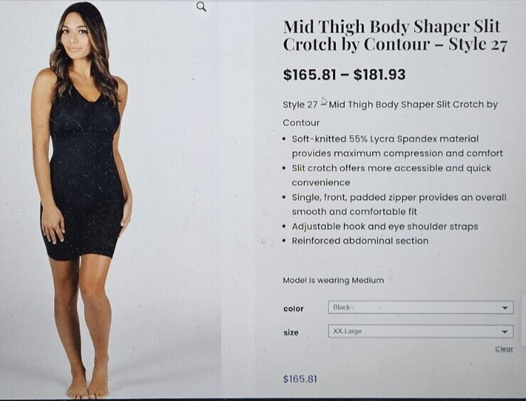 Contour MD Mid Thigh Body Shaper Recovery Reinforced Abdominal XXL $165