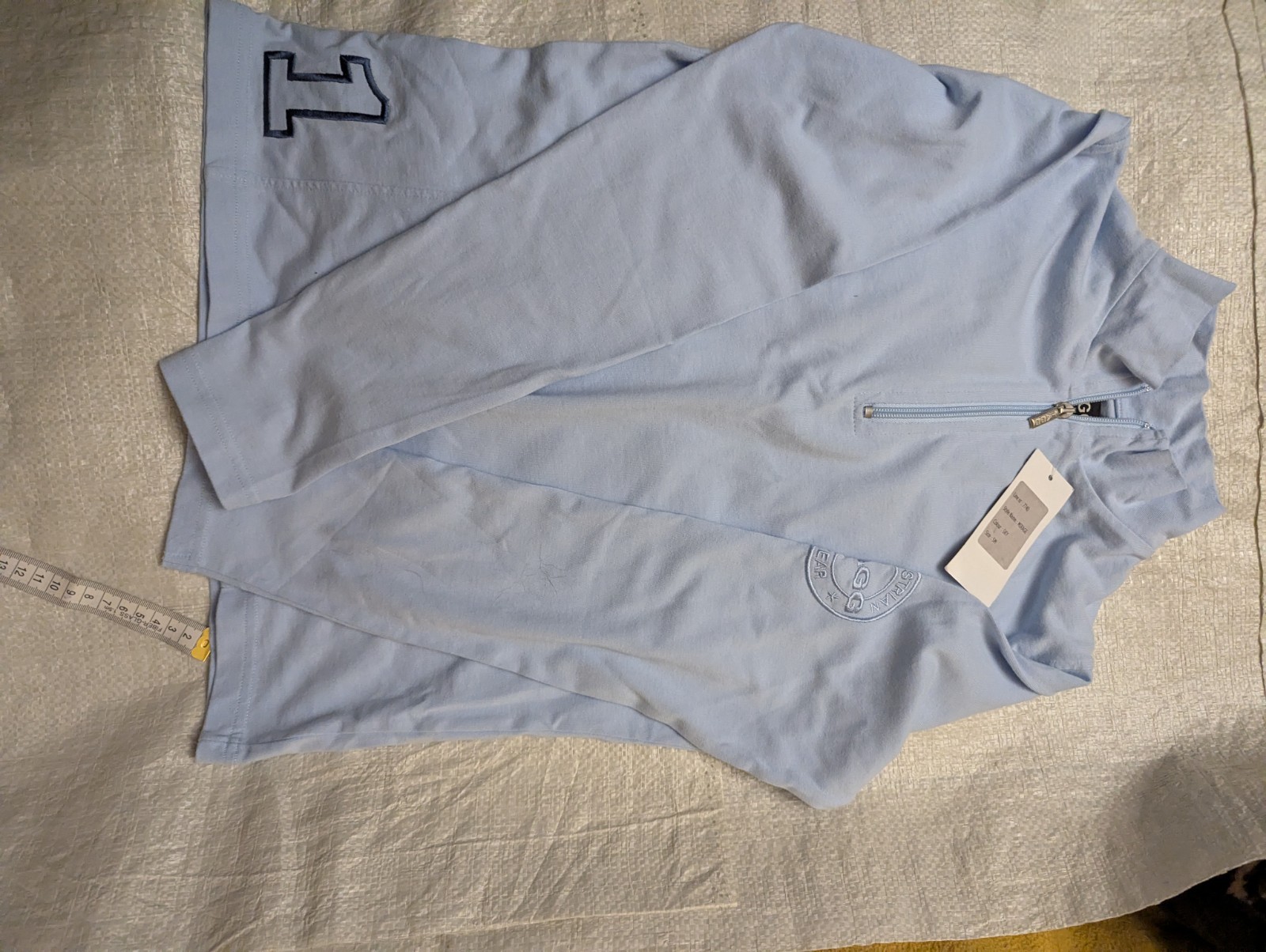 New with Tags Tagg Equestrian Long Sleeve 100% Cotton Sky Blue Top Size SM