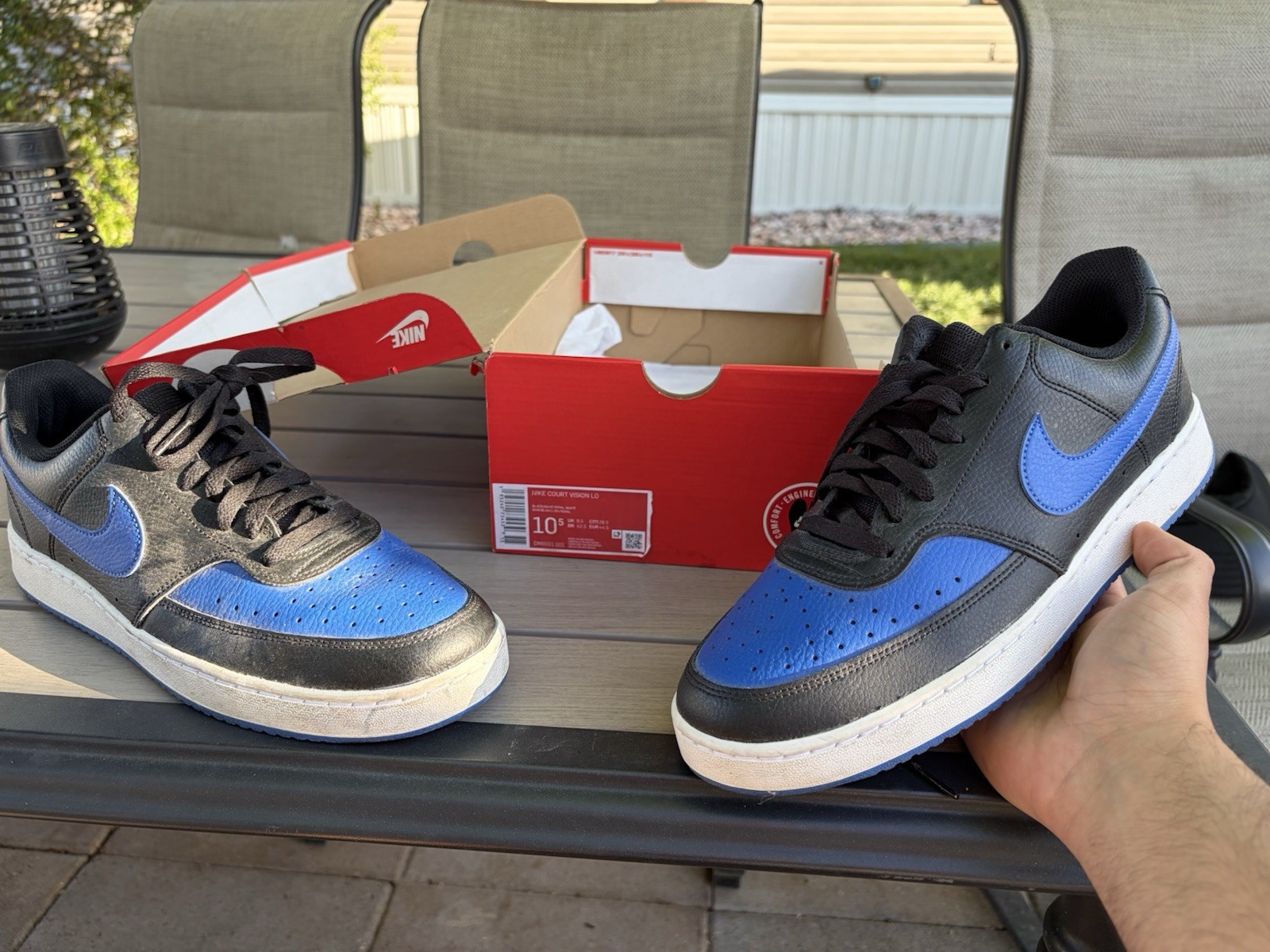 Nike Court Vision Low Men’s Low Top Lace-Up Colorblock Sneakers Black/Blue