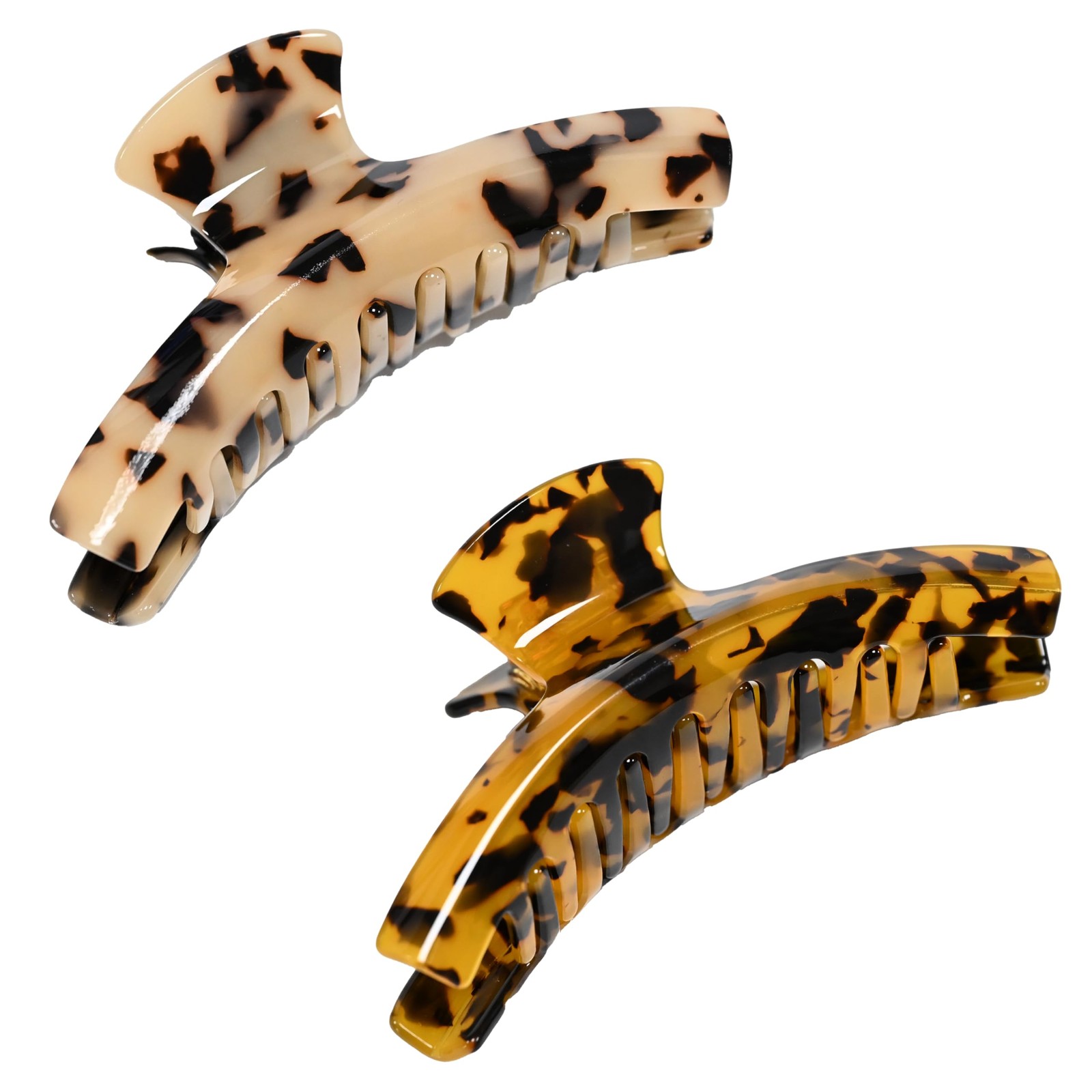 4.7 Inch Big Hair Claw Clips Celluloid Acetate Tortoise Shell Leopard 2 PCS