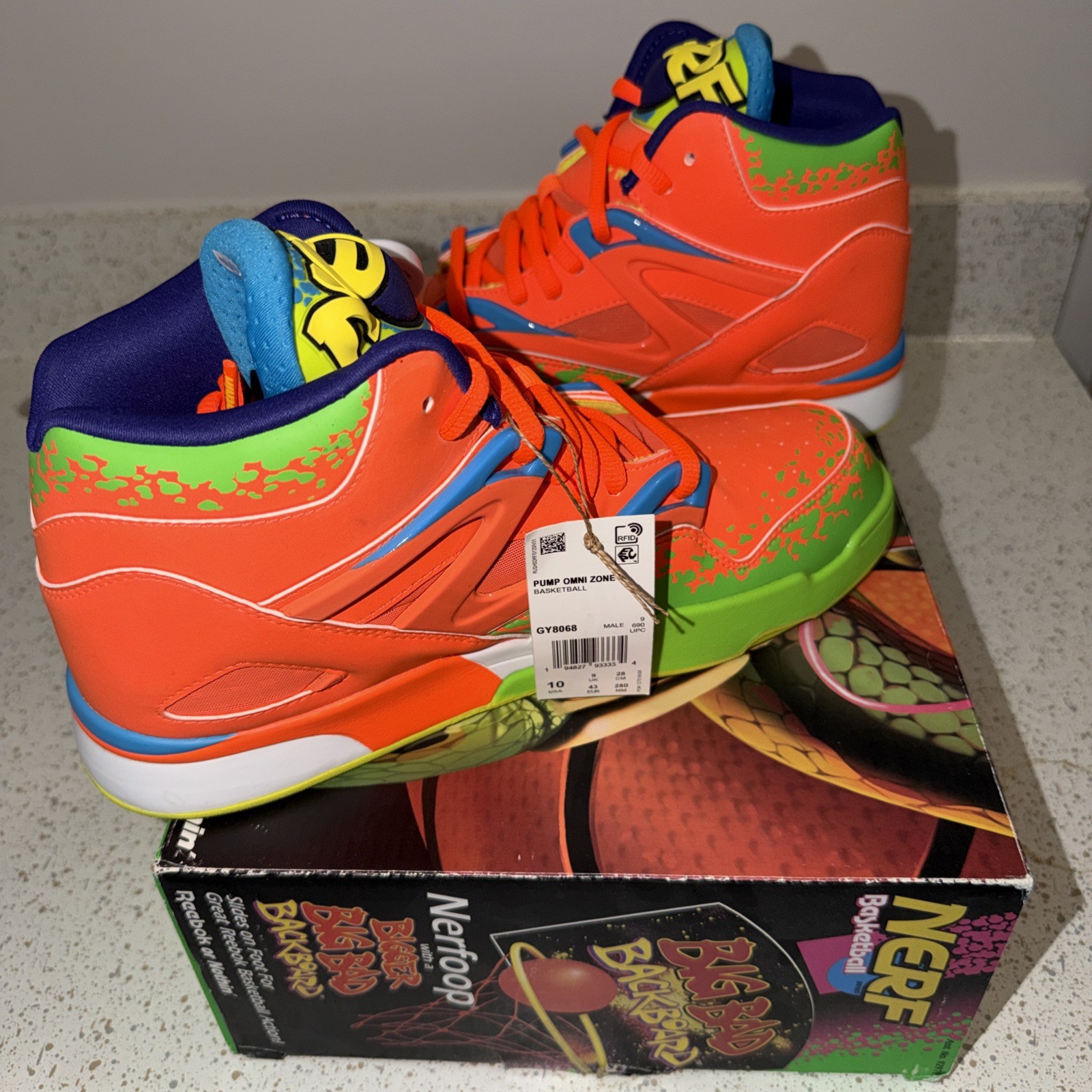 Reebok Pump Omni Zone II NERF Light Jammer Orange Shoes GY8068 Mens Size 10