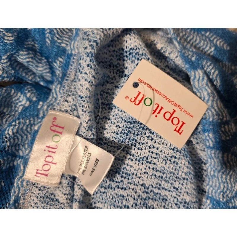 Top It Off Blue White Sea Turtle Print Poncho One Size NWT Coastal Beach