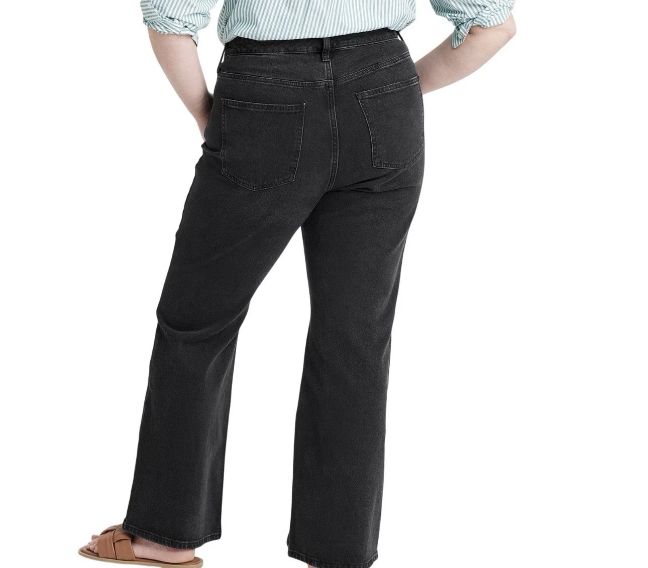 Women’s Universal Thread Size 16 Long High-Rise Flare Denim Jeans Black