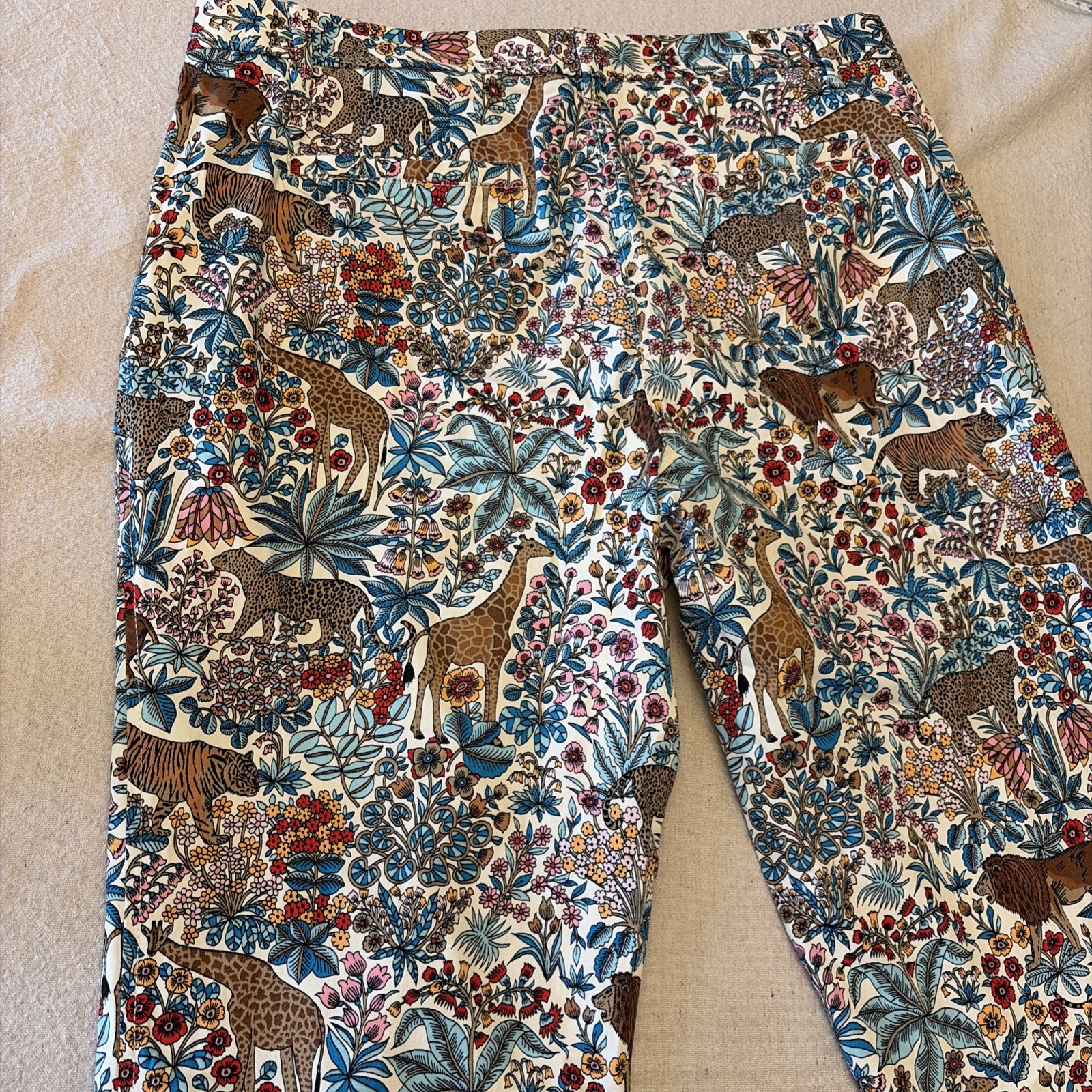 Talbots Relaxed Chino Pants Womens size 10 Safari Animal Floral Print Cotton