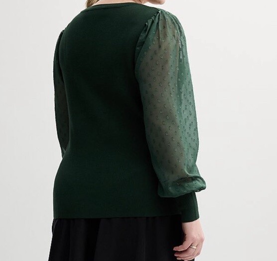 Catherines Sweater Woven Women Pullover Scoopneck Cotton Long Sleeve Size 3X