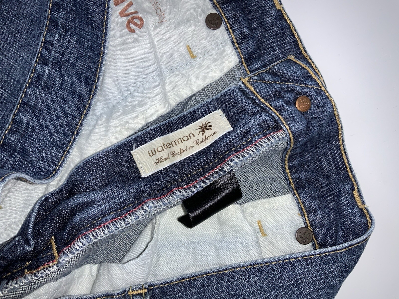Agave Copper Waterman Jeans Men 32×28 Blue Dark Relaxed Straight USA YGI N5-57