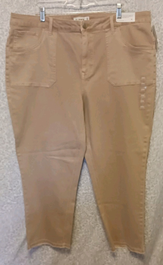 maurices Women’s Slim Straight High Rise Stretch Jeans Pink Beige Plus Size 22W