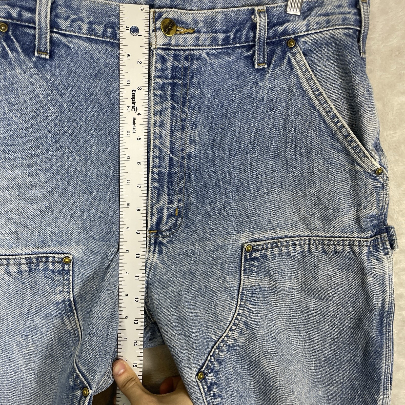 Vintage Carhartt Double Knee Jeans Mens 36×34 B73 DST Distressed Denim Pants