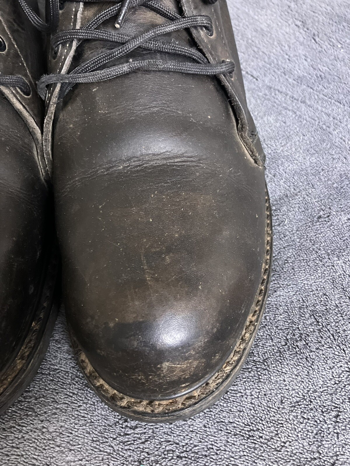 VTG Iron Age Steel Toe Boots Men’s 12 M Lace Up Black Goodyear MADE IN USA