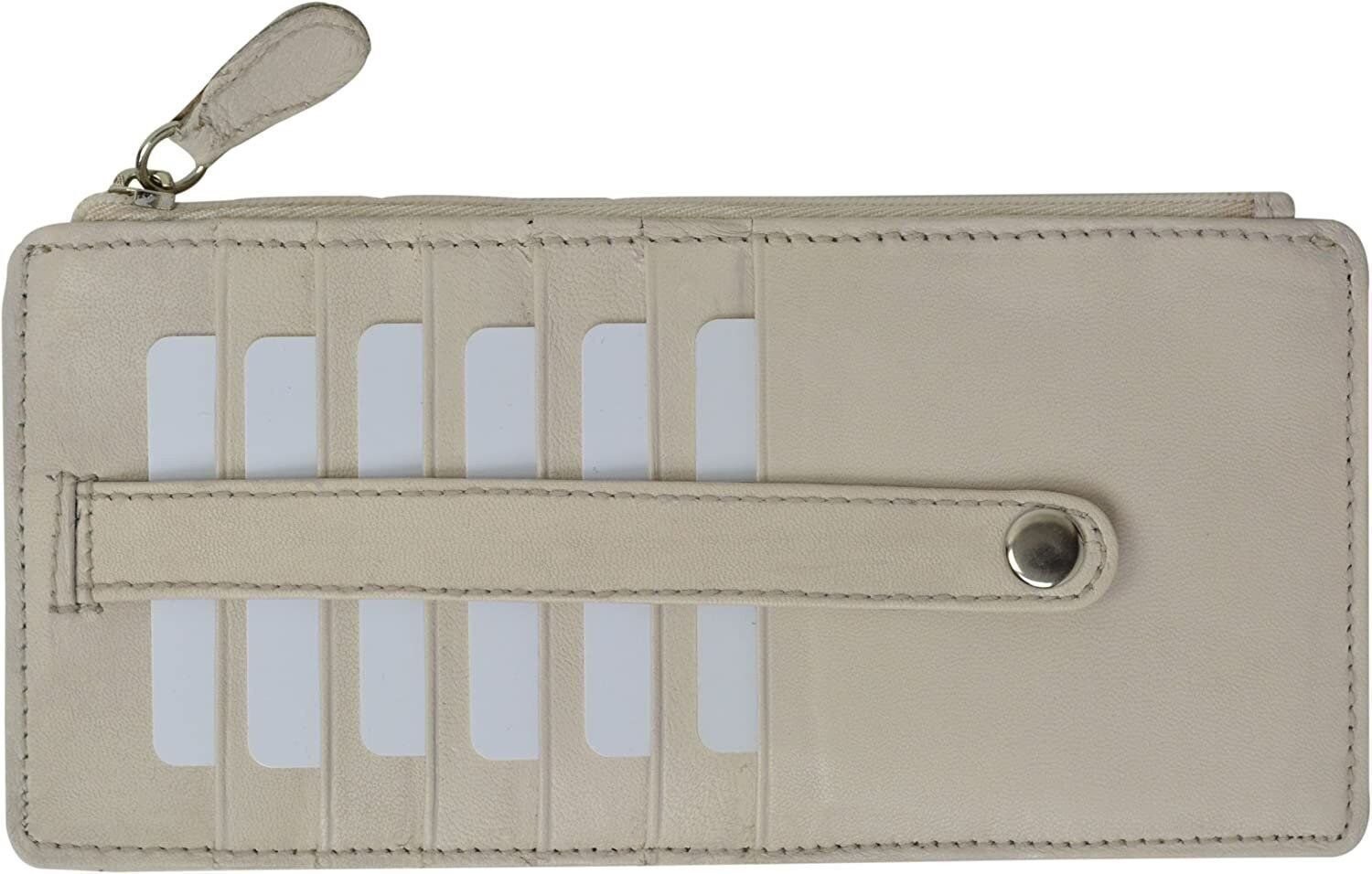 Cavelio Leather Thin Vertical Stacker Card Case Wallet with ID Window