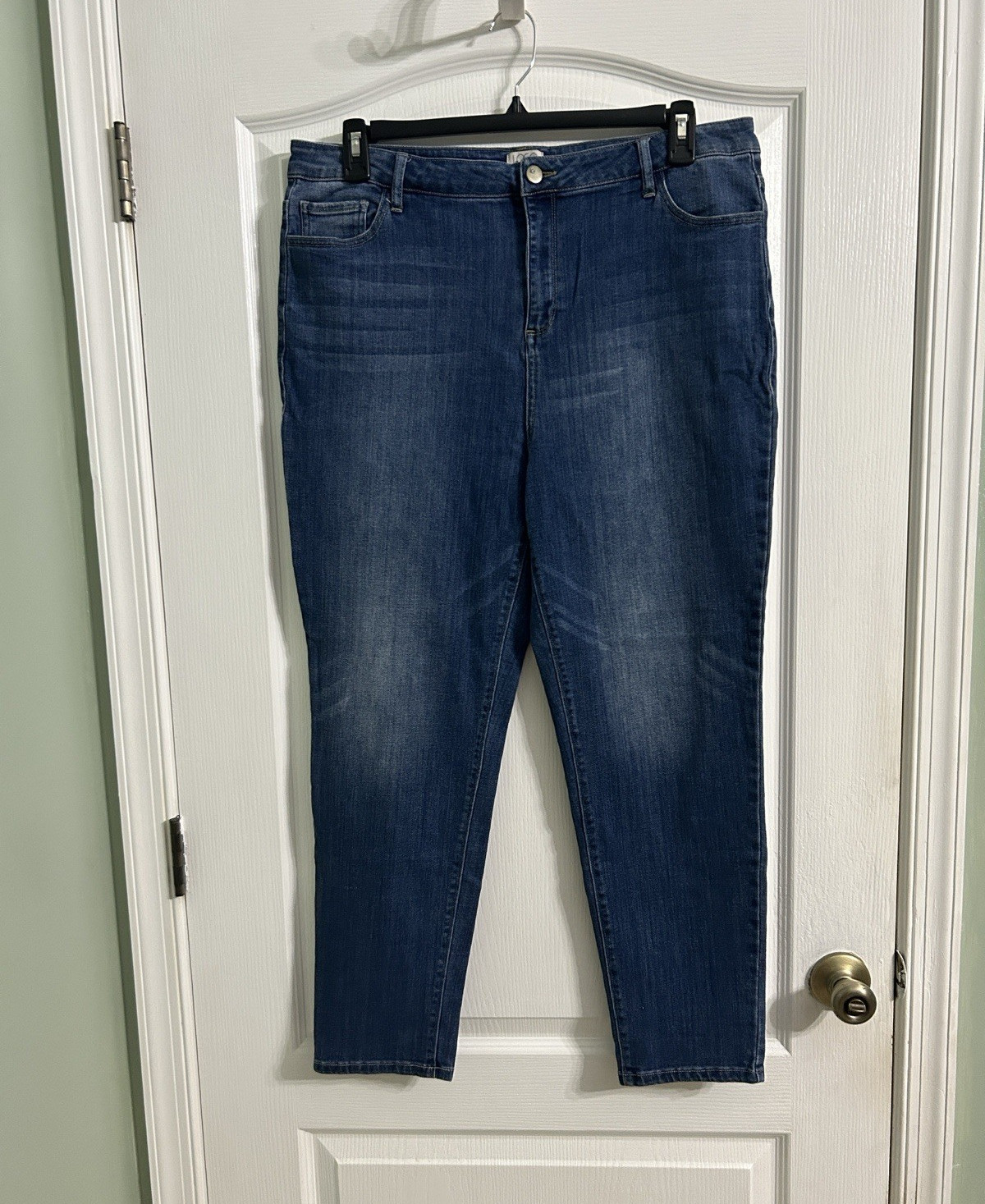 LOGO by Lori Goldstein Womens Skinny Jeans Blue Medium Wash Stretch 18W