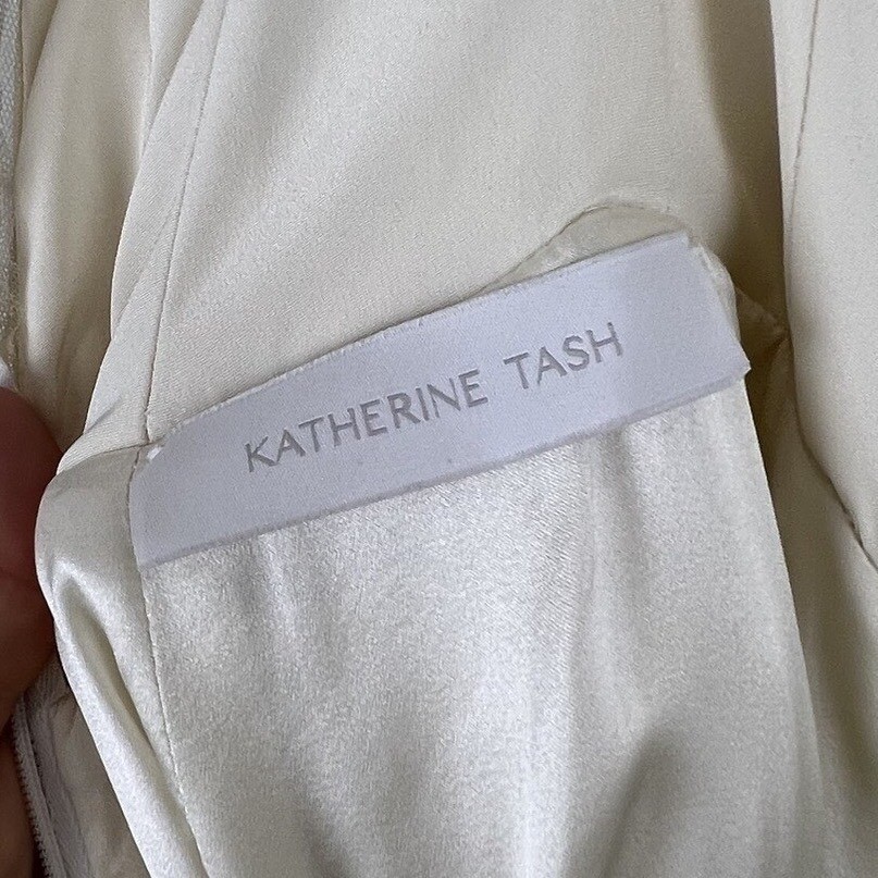 KATHERINE TASH Wedding Gown Women Strapless Deep V Mermaid Silk XS Luxury