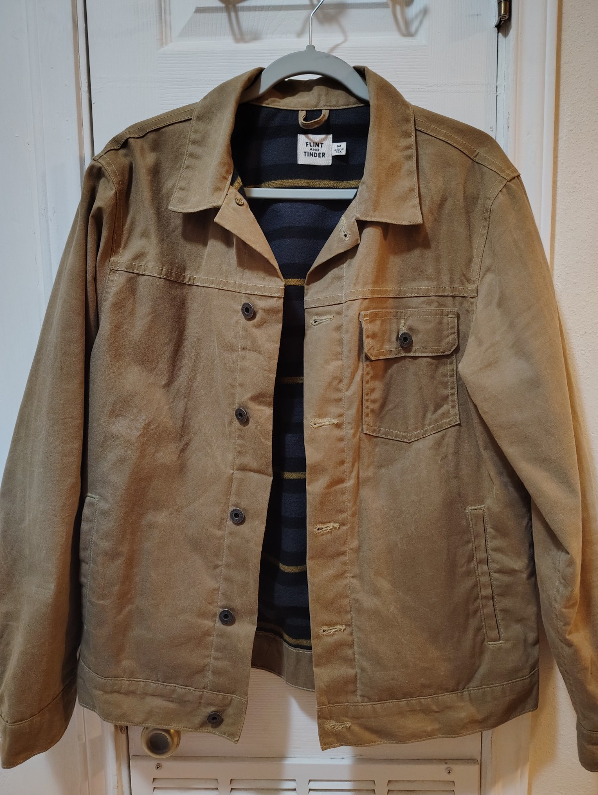 Flint and Tinder American Originals Waxed Lined Trucker Jacket Brown Men’s M 44″