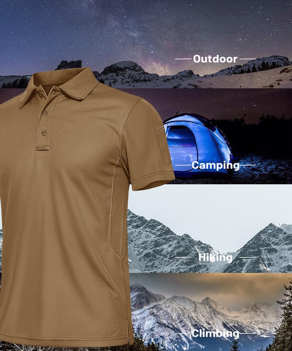 Men’s Short Sleeve Tactical Polo Shirts Quick Dry Team Combat Work Casual Golf T
