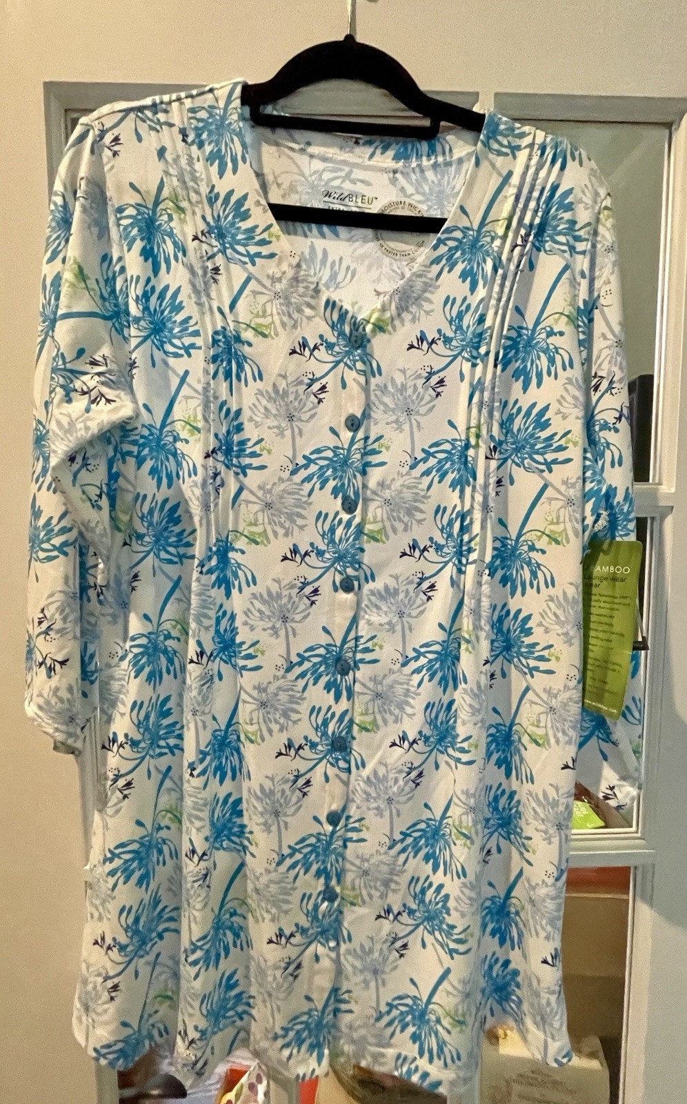 NWT WildBleu Pintuck Moonflower Bamboo Stay Cool Moisture Wicking Sleepshirt XL