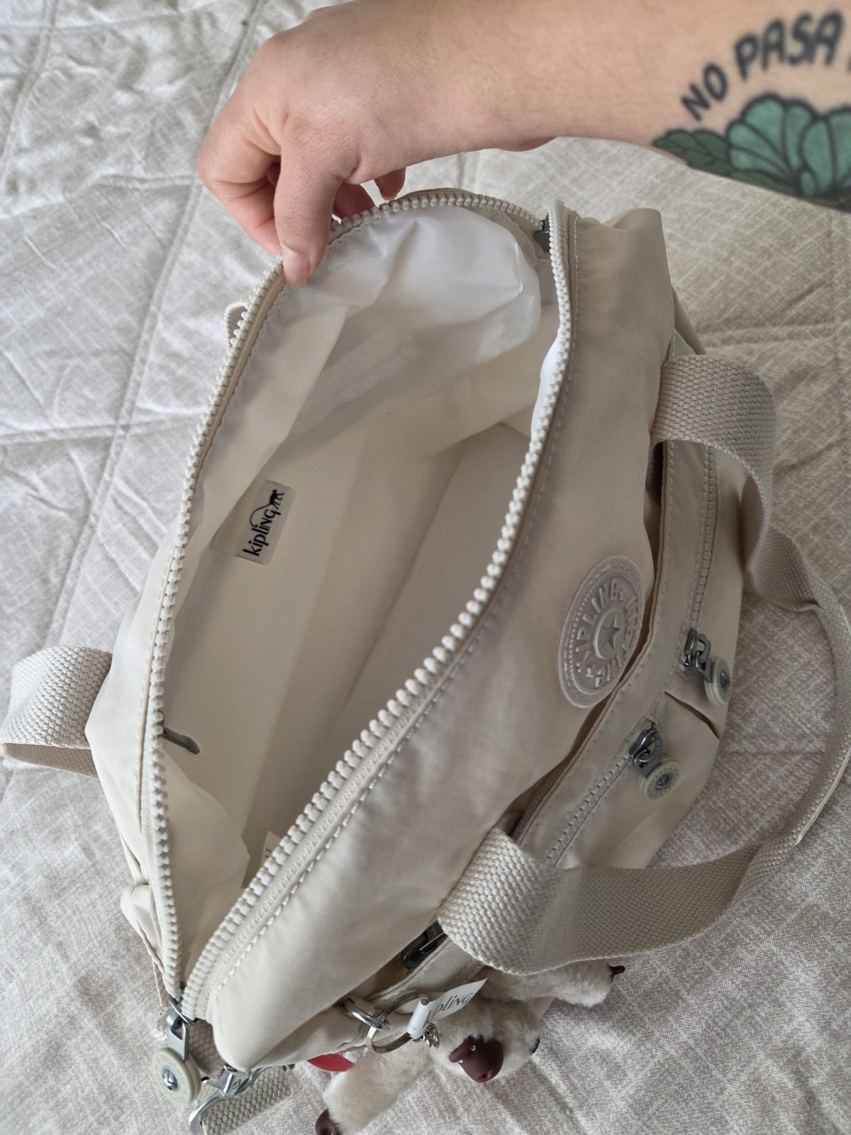NEW Kipling Klara Satchel crossbody bag (Beige) with adjustable strap