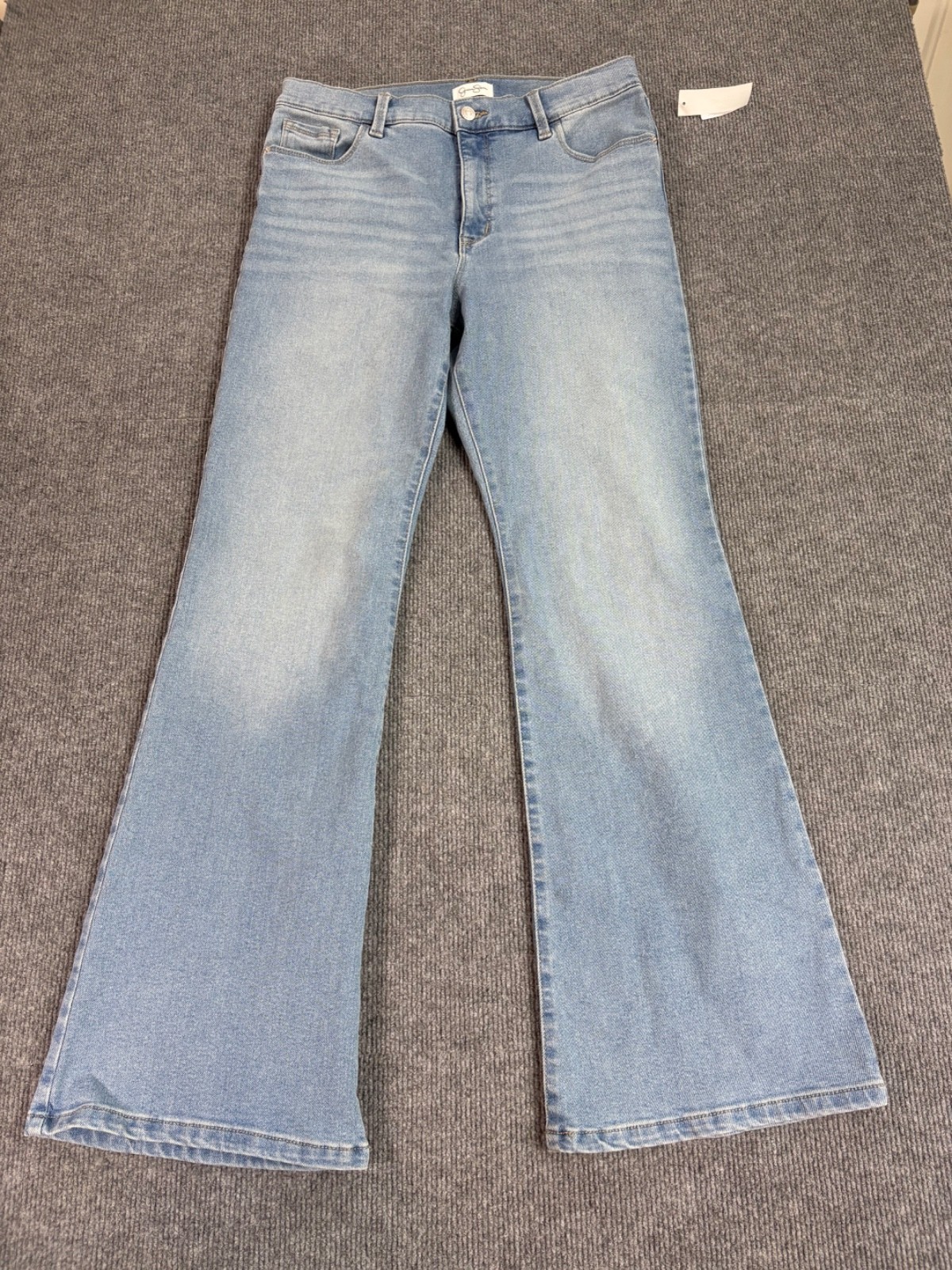 Jessica Simpson Women Size 12 High Rise Flare Jean Hippy Bell Bottom Medium Wash